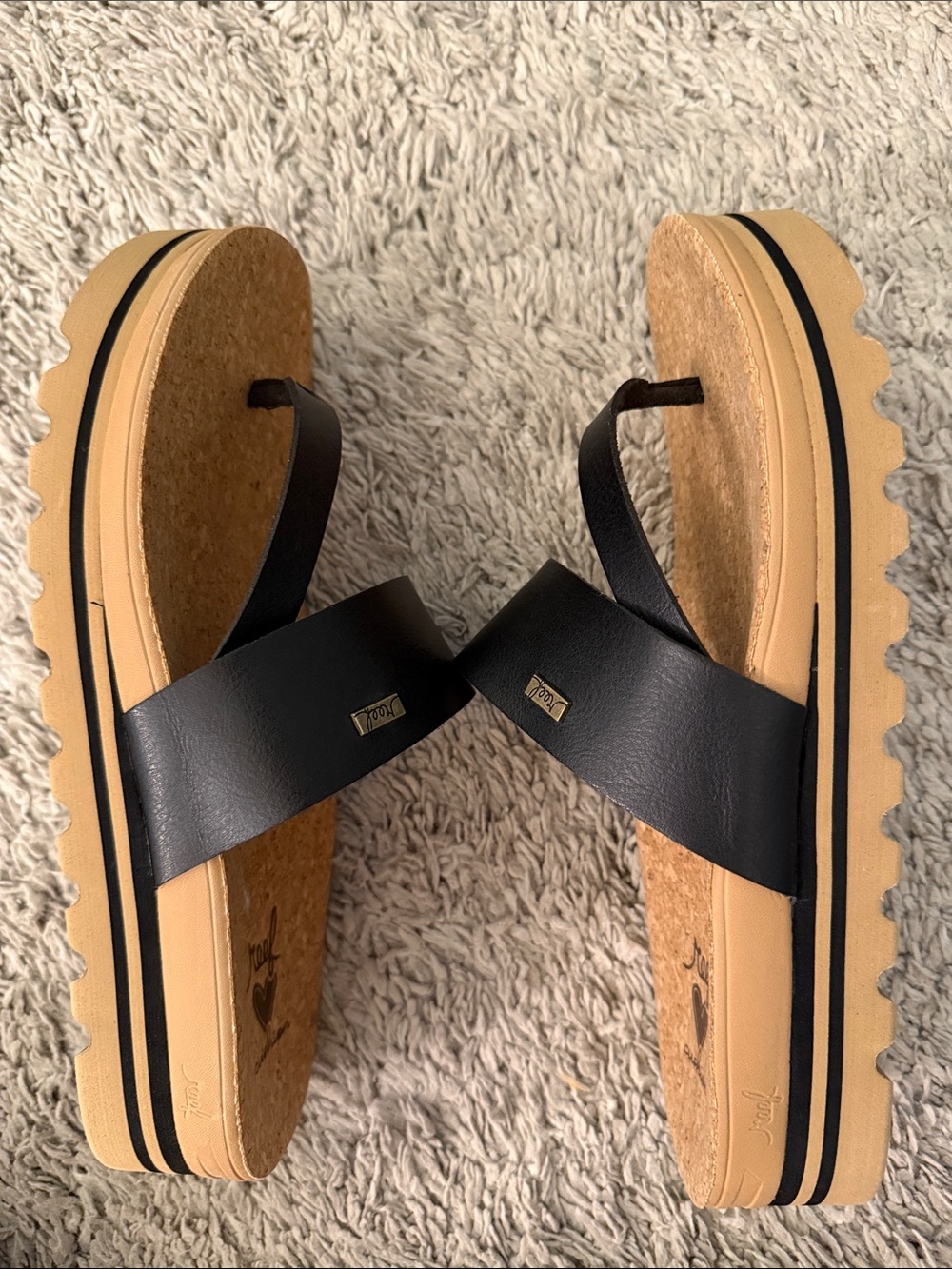 Reef Cork Cushion sandals EUC beach casual preppy tennis prep eclectic grandpa - Picture 5 of 7